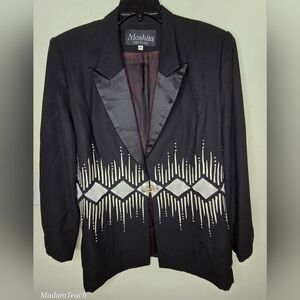 Moshita Couture Women's Black Jacket With Diamond Design